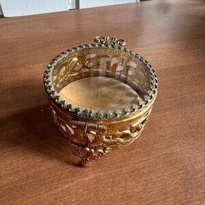 Vintage Elegant Gold Decorative Glass Box